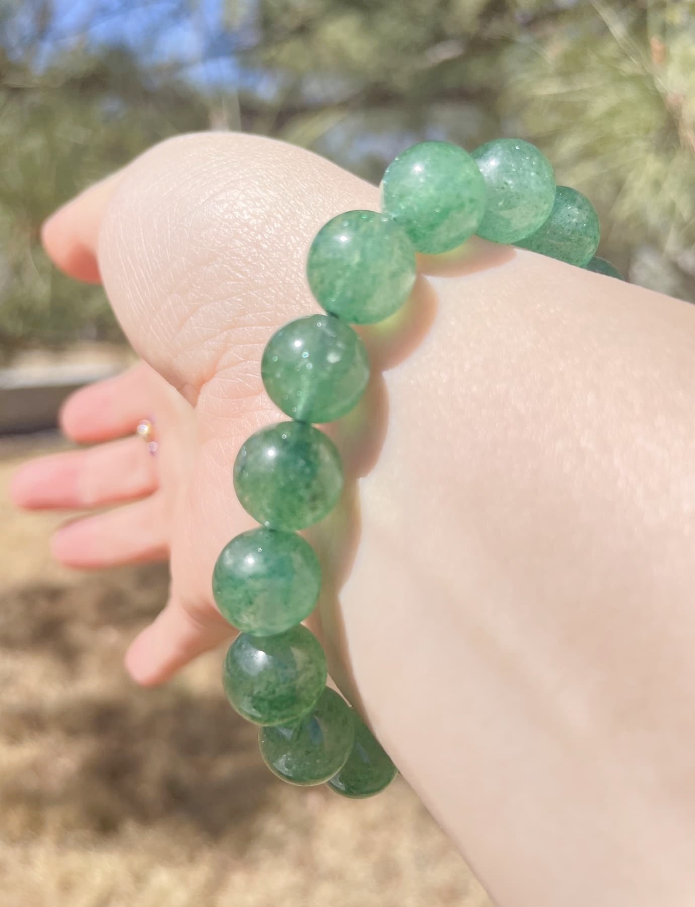 Green Strawberry Quartz crystal Bracelet
