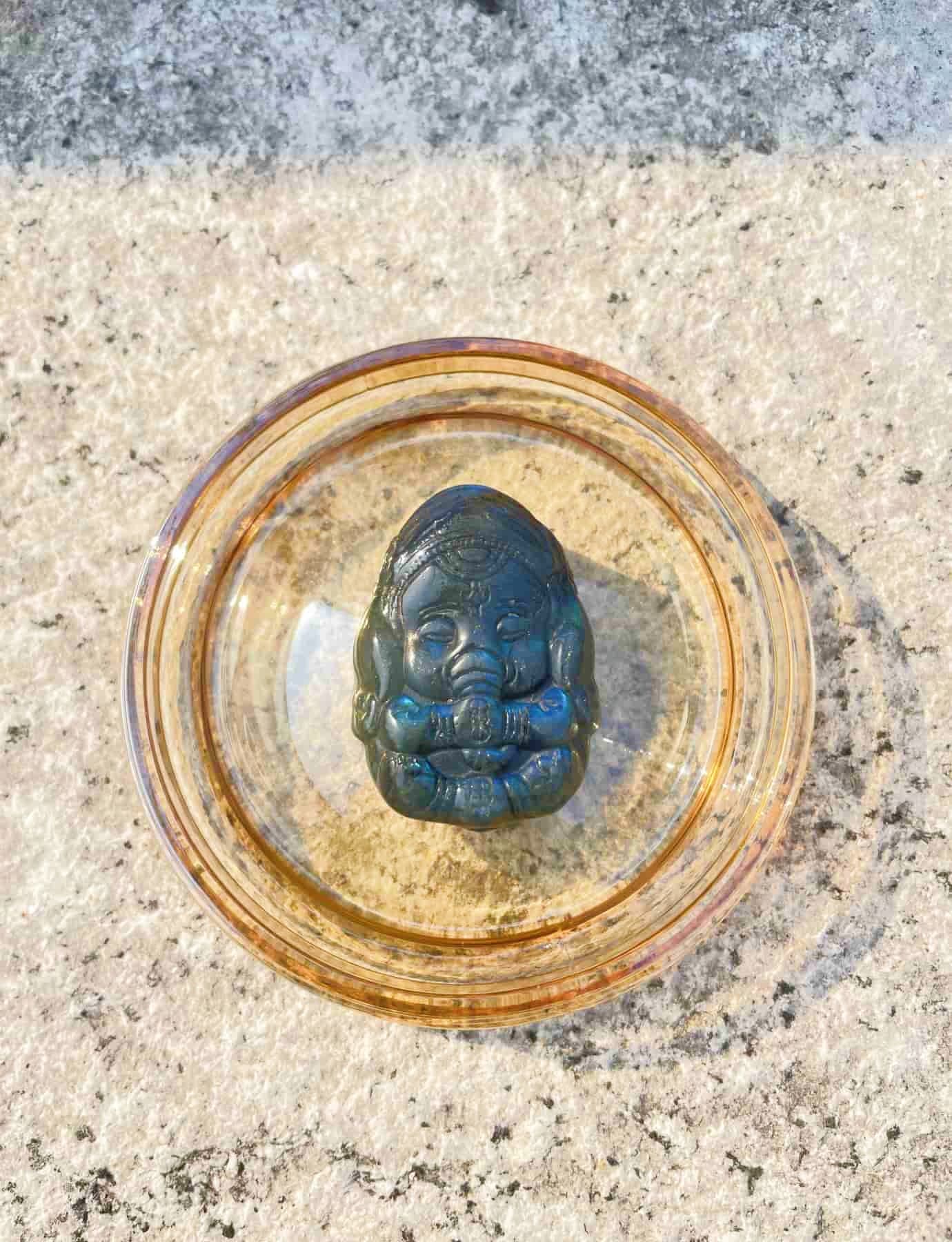 Raw Labradorite Ganesha Figure