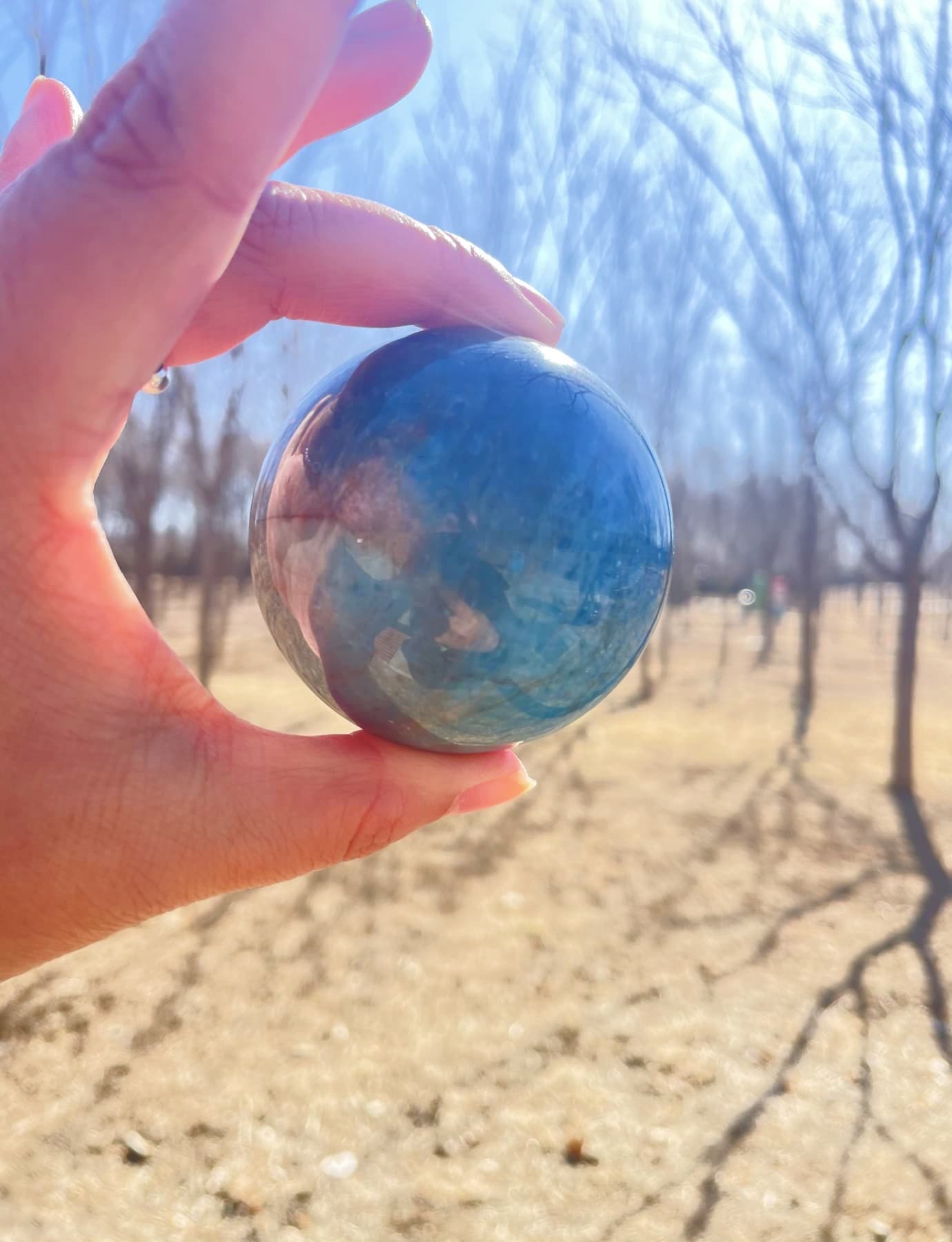 blue apatite crystal ball