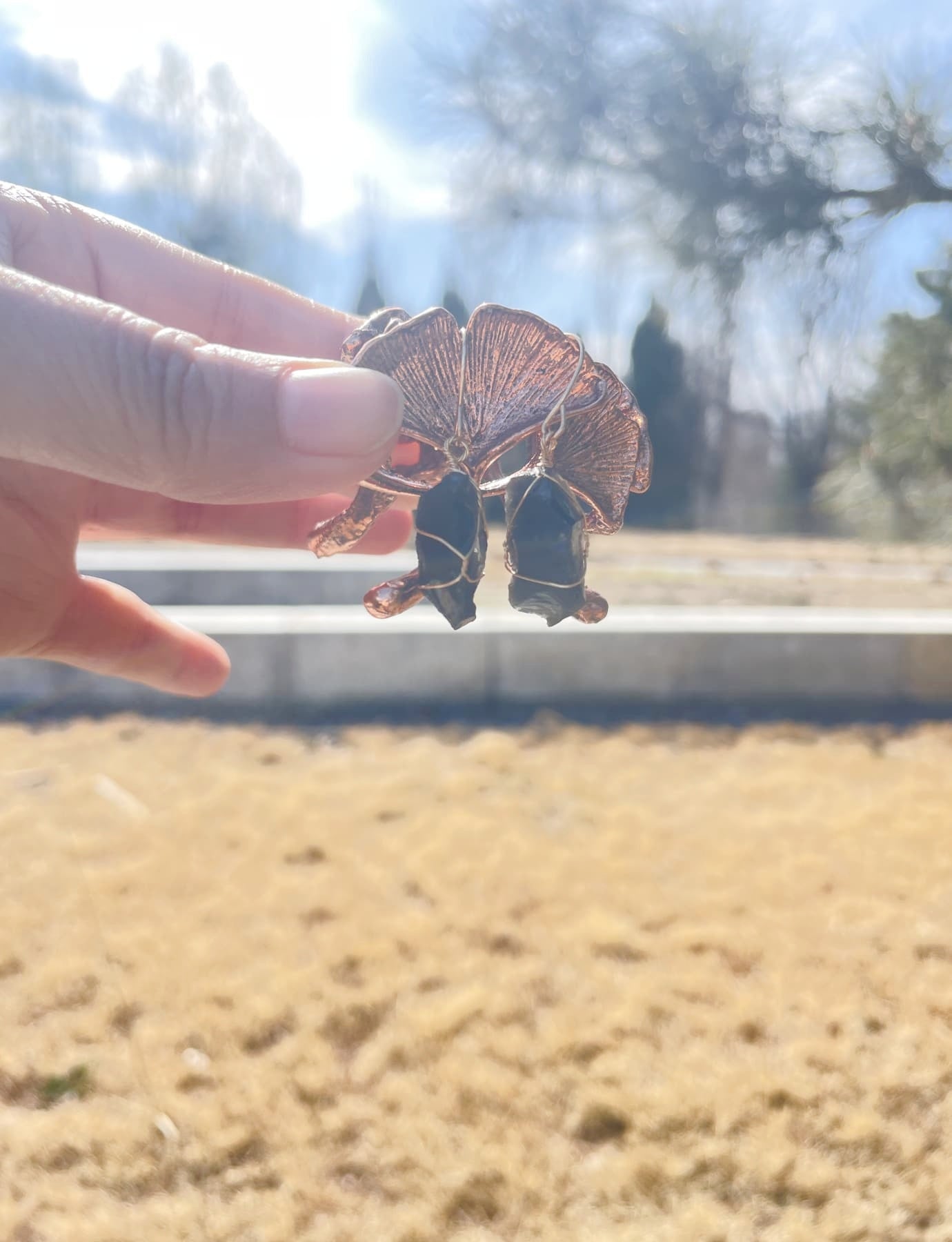 raw Black Obsidian earrings