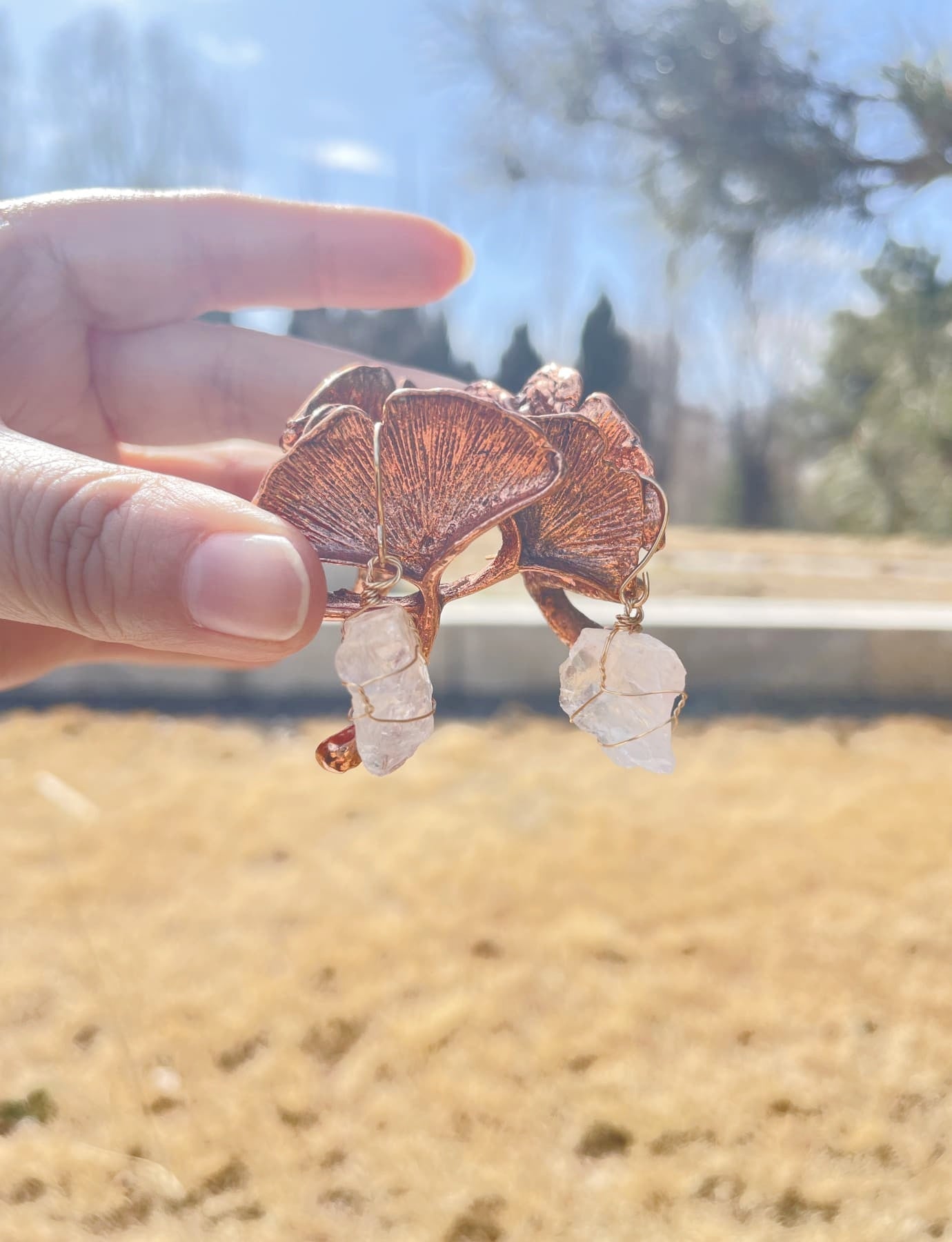 raw Clear Quartz Earrings