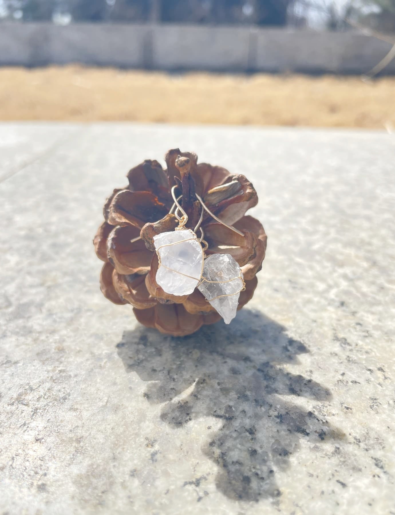 raw Clear Quartz crystal Earrings