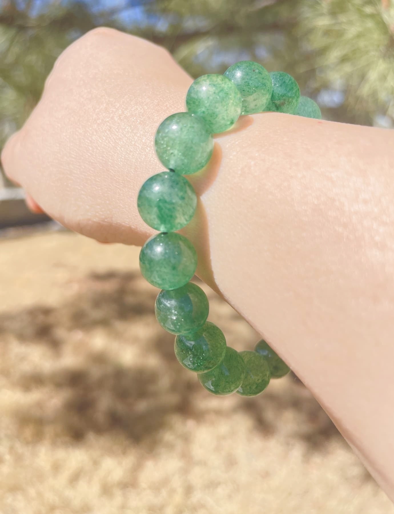 raw Green Strawberry Quartz crystal Bracelet