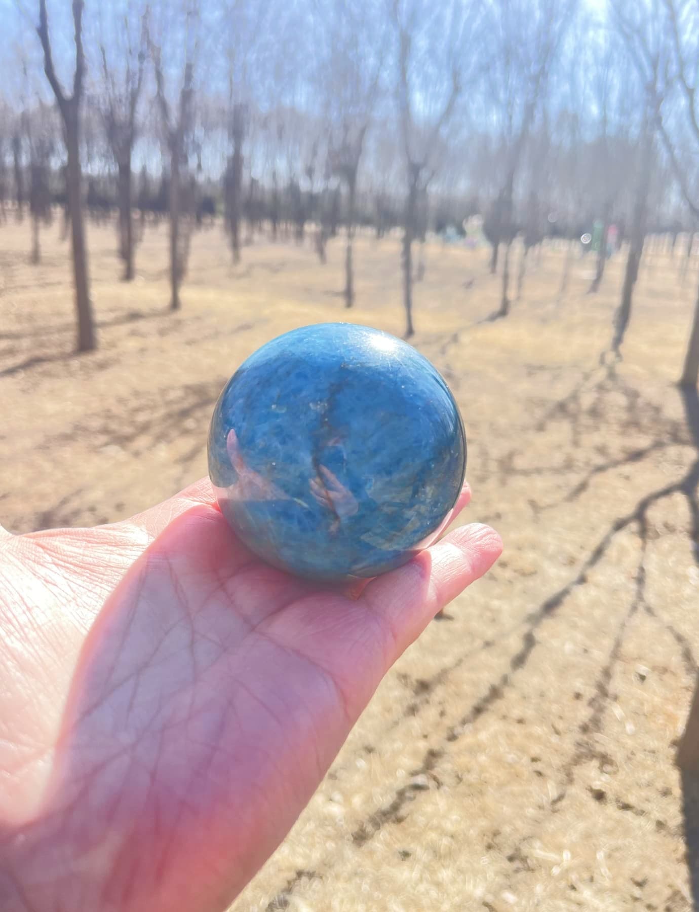 raw blue apatite ball