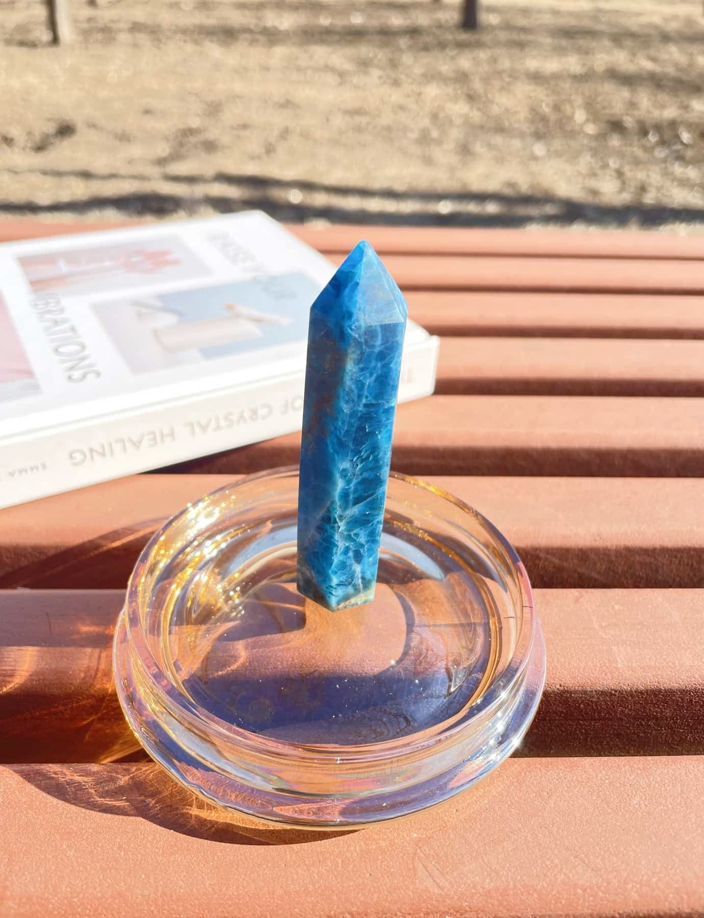 raw blue apatite point
