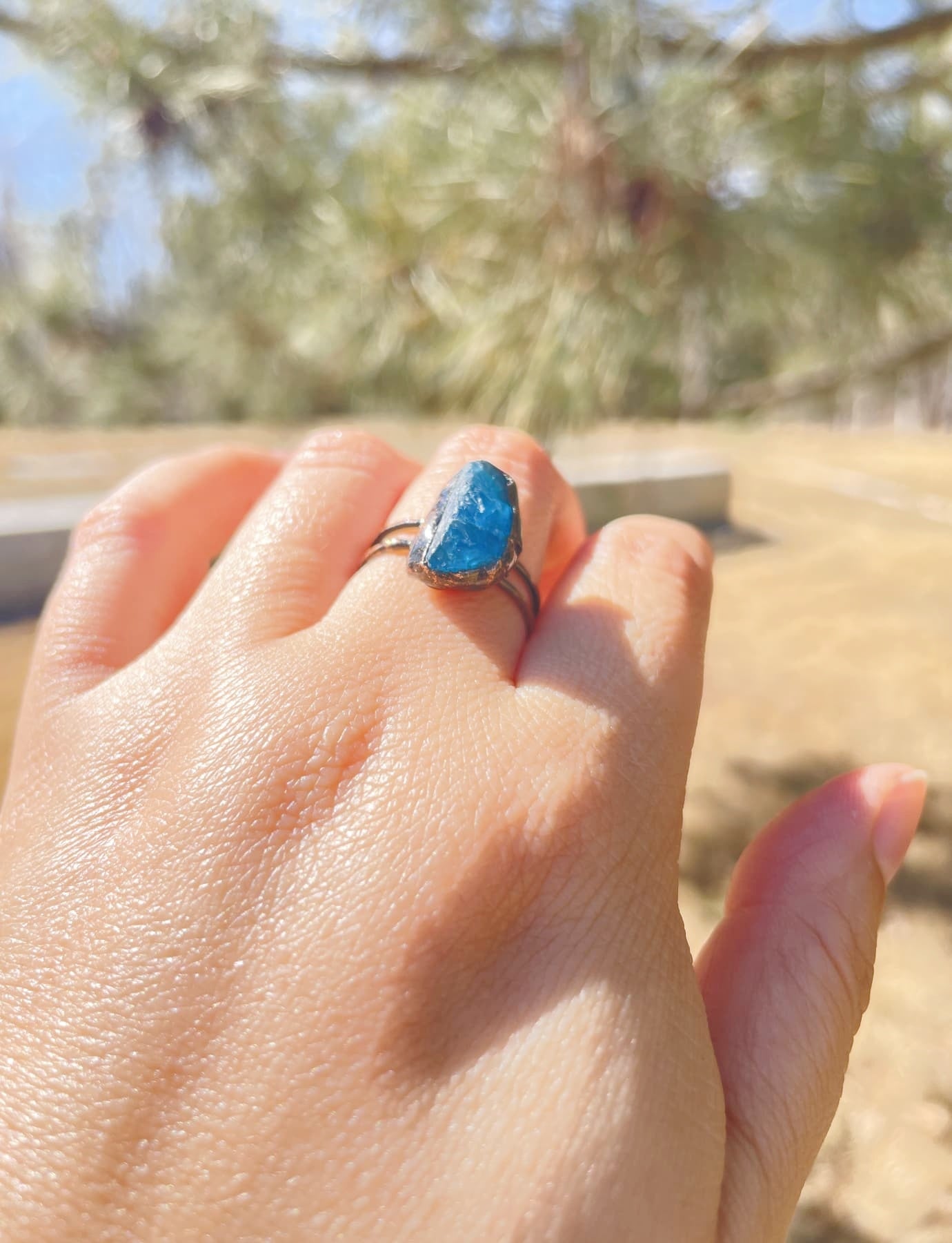 real Blue Apatite Ring