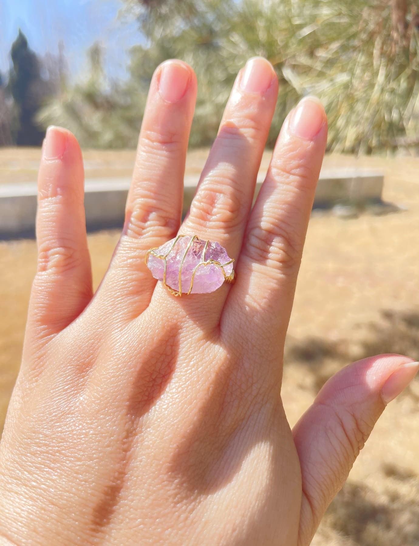 real Amethyst Crystal Ring