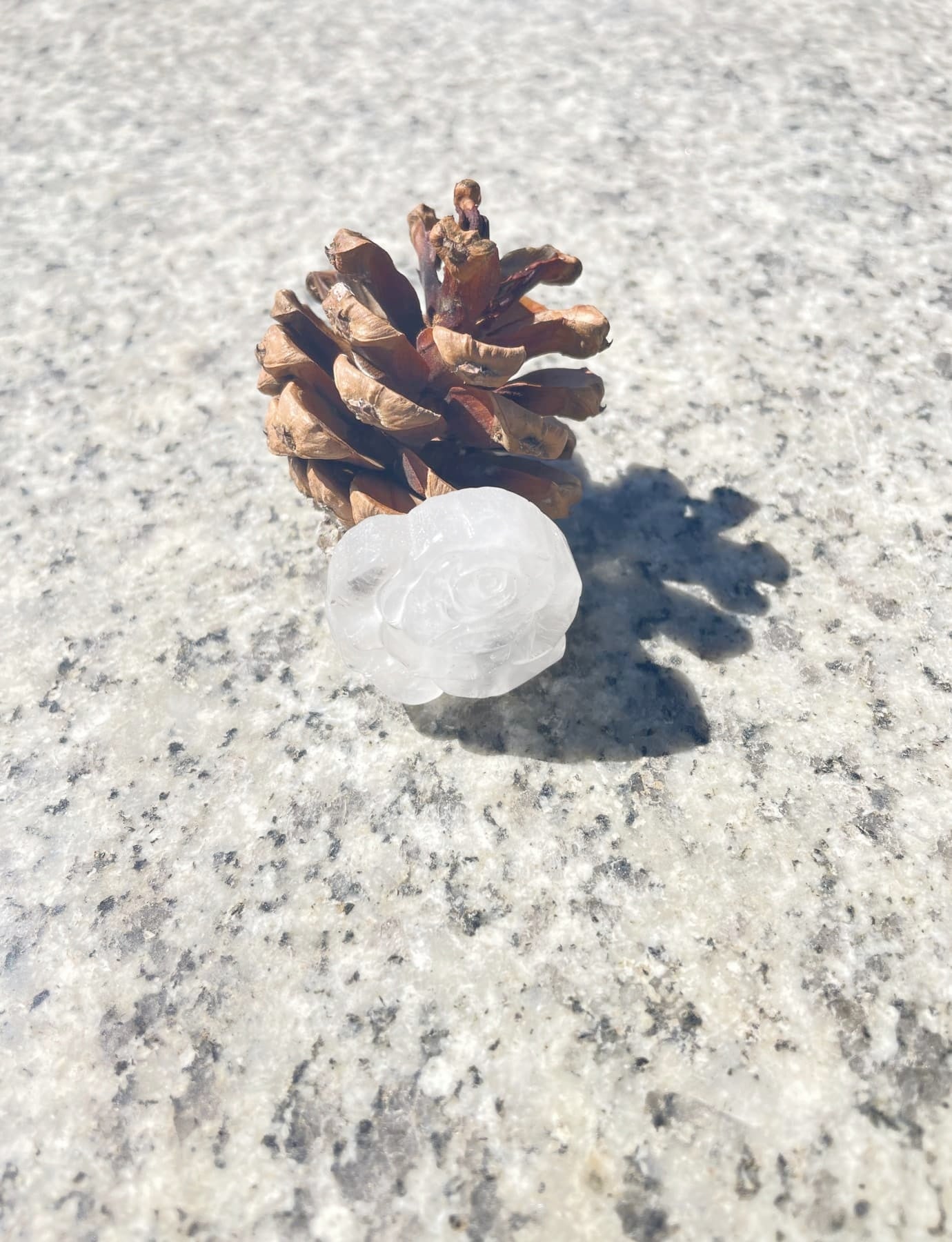 real Clear Quartz Rose Carving