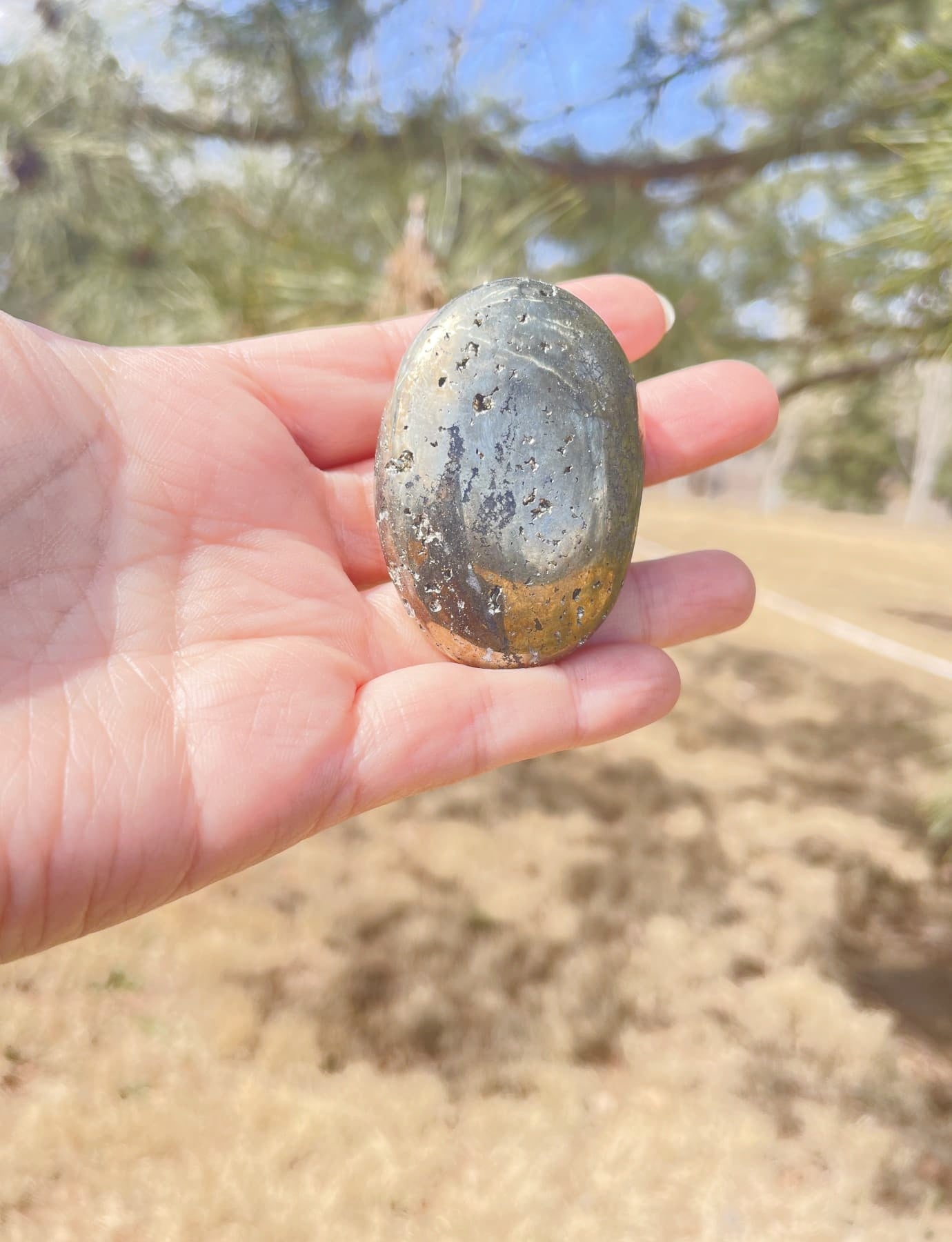 real Pyrite Worry Stone gemstone