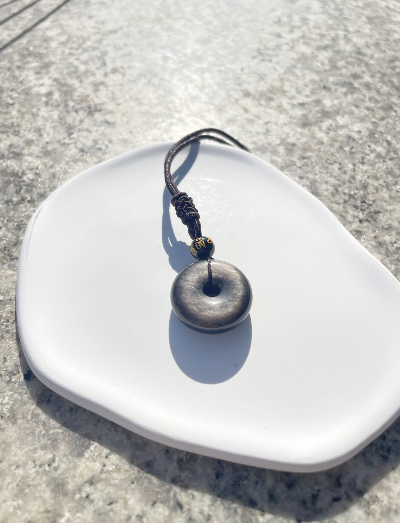 real Silver Sheen Obsidian Necklace