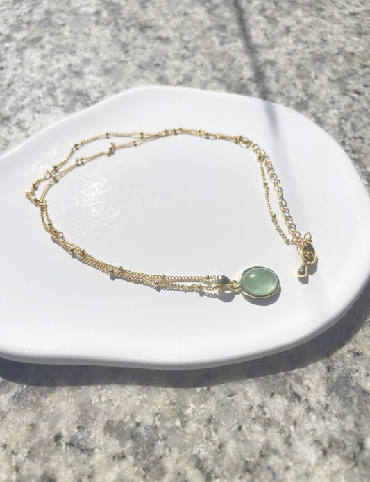 Green Strawberry Quartz crystal Necklace