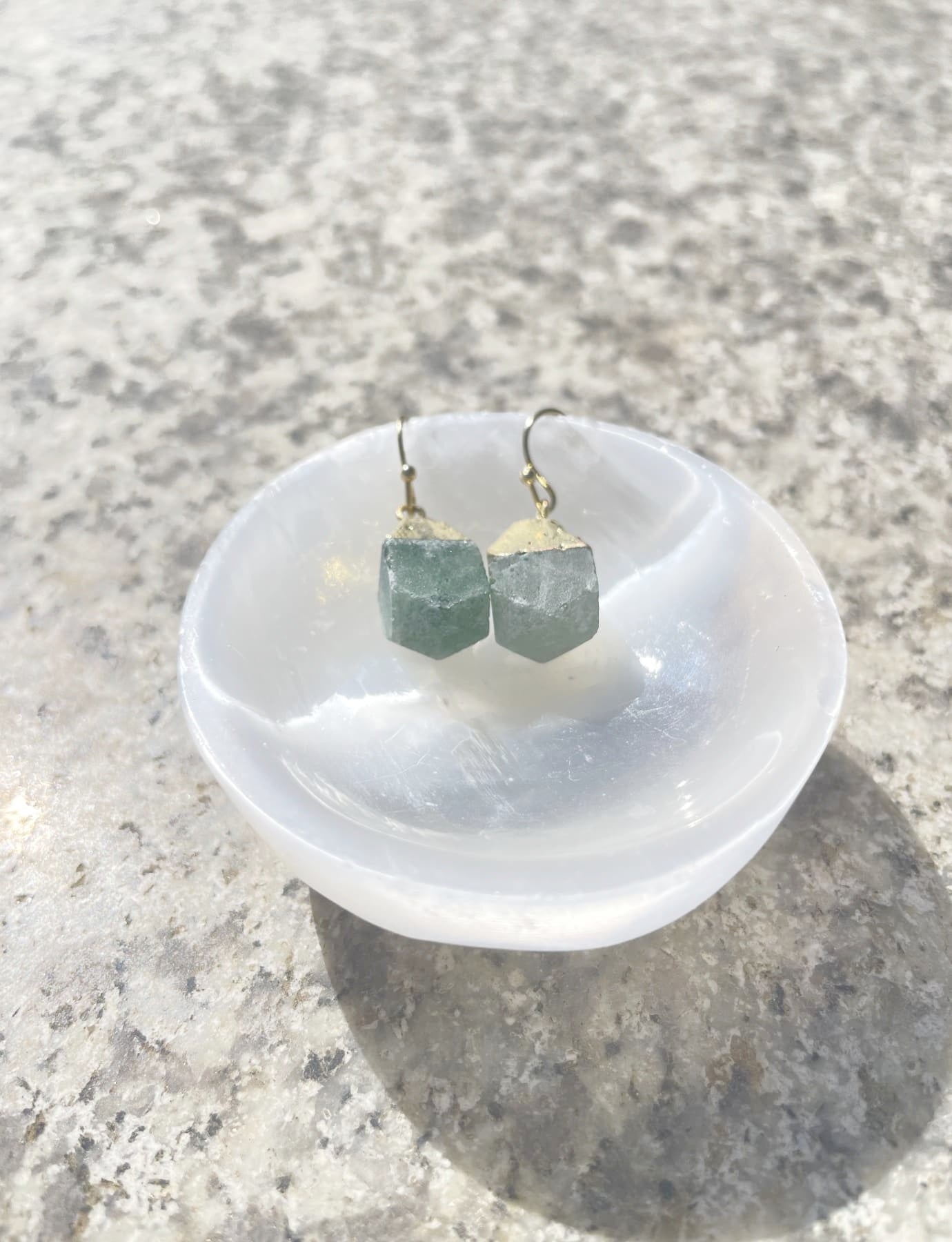 Green Strawberry Quartz crystal earrings