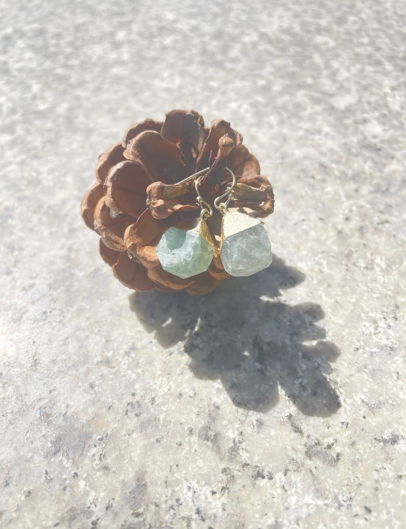 Green Strawberry Quartz gemstone earrings