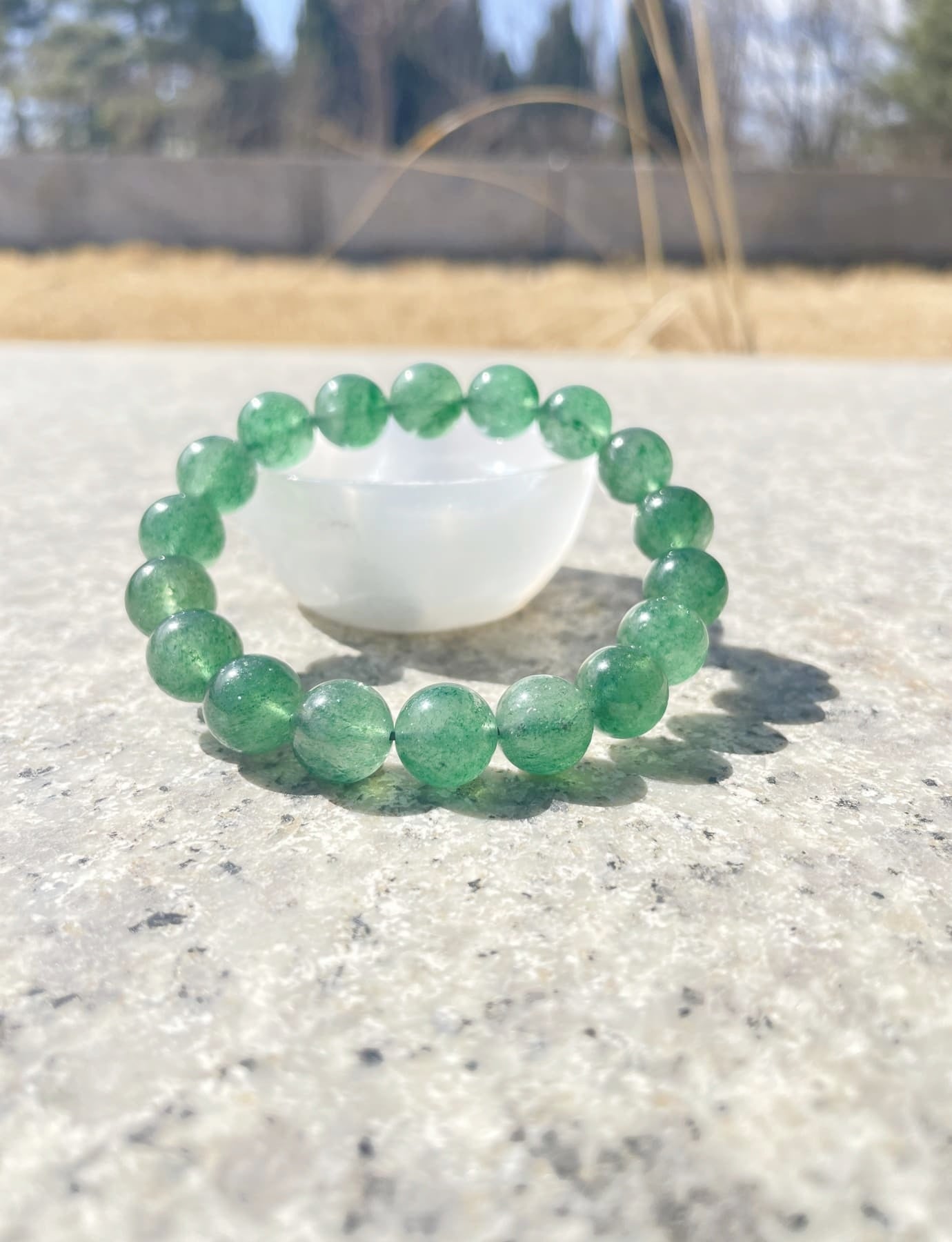 raw Green Strawberry Quartz Bracelet